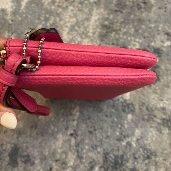 Coach Wristlet Double Zipper Small Wallet Pebbled Leather Watermelon #H1781 - Picture 5 of 15